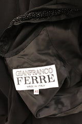 1990s Gianfranco Ferre Transparent Back w Bead Detailing Black Dress