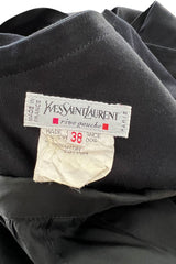 Gorgeous 1990s Yves Saint Laurent Black Cotton Wrap Dress w White Faceted Square Buttons