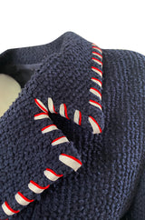 Spring 1994 Chanel Runway Documented Red & White Ribbon Navy Suit