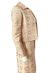 1960s Christian Dior Demi-Couture Peach & Metallic Gold Dress & Jacket