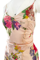 Exceptional Spring 1995 Bill Blass Runway & Book Piece Floral Silk Taffeta & Gingham Dress