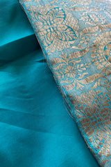 1960s George Halley Gold Metallic Blue-Green & Dusty Pink Lame Dress