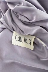 1981 Bill Tice Lilac One Shoulder Jersey Dress w Gold Lame Flower Detailing