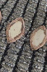 Early 1990s Azzedine Alaia Black Knit Couture Dress w Beaded Hem & Hand Placed Mirrors