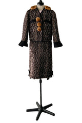 Fall 2010 Louis Vuitton by Marc Jacobs Tweed & Silk Dress w Matching Mink Trimmed Jacket