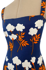 Spring 1973 Givenchy Haute Couture Lovely Long Stem Floral Print Dress & Jacket Set
