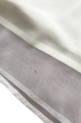 1970s Elaborate Silver, Pearl & Bead Covered Jeweled White Chiffon Caftan Dress