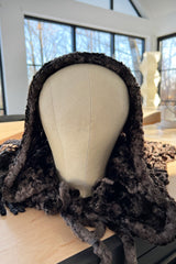 Beautiful Fall 1973 Yves Saint Laurent Soft Brown Fringed Chenille Knit Cape w Hood