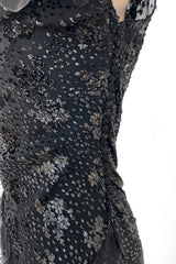 Mid-2000s Christian Dior by John Galliano Metallic Eyelash Lame Bias Cut Silk Chiffon Dress