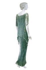 c1907-1920 Mariano Fortuny Pleated Muted Raspberry Silk Gown