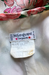Well Documented Spring 1992 Yves Saint Laurent Ad Campaign Pouf Sleeve Silk Pink Floral Dress