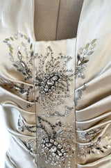 Dreamy Fall 2007 Christian Dior by John Galliano Champagne Silk Dress w Crystal Beading Detail