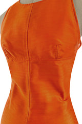 Incredible Spring 1970 Andre Courreges Cross Strap Backless Bright Sculpted Orange Dress