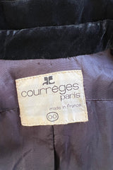 Brilliant 1971 Andre Courreges Black Velvet Jumpsuit w Silver Studs & Zip Front