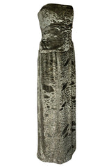 Fall 1986 Bill Blass Silk Velvet Lame Beaded Evening Strapless Dress & Jacket