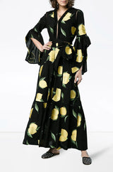 Recent We Are Leone "Amalfi Lemon" Wrap Dress Kimono Cover Up