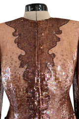 Fabulous 1980s John Anthony Couture Pink & Bronze Fully Sequinned Strapless Dress & Matching Jacket