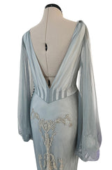 Important Fall 2009 John Galliano “Beautifully Iced Maidens” Beaded Net Pale Blue Grey Dress