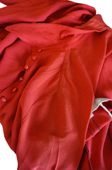 c.1971 Ossie Clark Couture Red Moss Crepe Jacket & Pant Suit