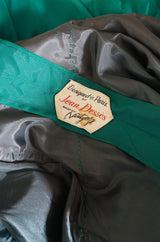 Rare c1958 Jean Desses Green Silk Elaborate Pleat Dress