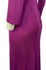 1972 Bob Mackie Ray Aghayan Purple Jersey Dress w Macrame