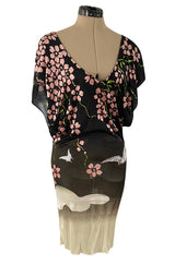 Iconic Spring 2003 Gucci by Tom Ford Runway Cherry Blossom Kimono Mini Dress