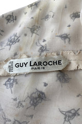 1960s Guy Laroche Haute Couture Embellished Beadwork Ivory Silk Dress