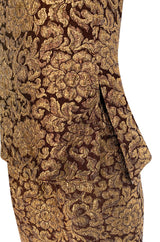 Extraordinary 1968 Christian Dior Documented Gold Metallic Silk Brocade Three Piece Dress Set