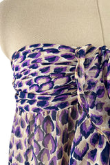 Gorgeous Spring 1977 Givenchy Runway Ad Campaign Strapless Purple Silk Chiffon Dress