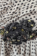 Pretty Spring 2009 Valentino Runway Strapless Dotted Silk w Front Detailing