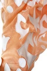 1960s Arnold Scaasi Couture Peach Silk Organza Dress w Incredible Sleeves