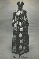 Important Fall 1970 Oscar de la Renta Ad Campaign Silk Brocade Dress