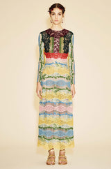 Resort 2016 Valentino Lace, Silk and Cotton Backless Patchwork Dress