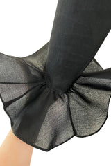 Gorgeous 1972 Nina Ricci Black Silk Gazaar Off Shoulder Dress W Ruffled Finishes