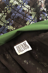 Fall 1980 Bill Blass Couture Sequin Skirt & Organza Pouf Top Dress Set