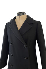 Documented Fall 1959 Givenchy by Hubert de Givenchy Haute Couture Chic Black Wool Coat