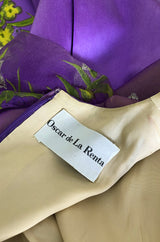 1960s Oscar de la Renta Prettiest Painted Floral Silk & Metallic Dress