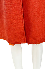 Iconic 1960s Andres Courreges Vivid Orange & White Vinyl Coat or Dress w Original Belt