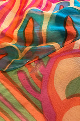 1970s Saks Floor Length Sleeve Silk Dress