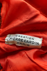 Remarkable Spring 1976 Pierre Cardin Couture Red Sequin Halter Dress w Low Full Skirt Hem