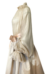 Fall 1977 Bill Blass Couture Gold Top, Tassle Vest & Ivory Silk Skirt Dress Set