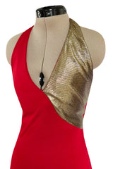 Insanely Good 1980s Giorgio Sant'Angelo Metallic Gold & Red Jersey Dress