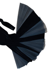 Exquisite Fall 2000 Yves Saint Laurent Haute Couture Velvet Dress w Net Inset Panels