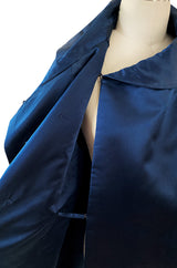 Important Fall 1958 Christian Dior by Yves Saint Laurent Haute Couture Deep Blue Silk Evening Coat