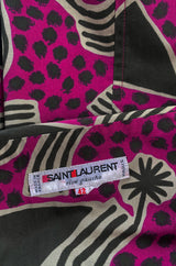 Resort 1983 Yves Saint Laurent Printed Cotton Hip Swag Sarong Dress