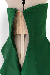 Spectacular Resort 2013 Oscar de la Renta Runway Strapless Emerald Green Silk Dress