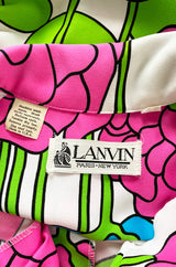 1970s Lanvin Mod Op Art Oversized Floral Print Jersey Shirt Dress