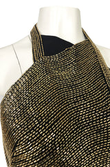 Fall 1973 Karl Lagerfeld for Chloe Black Silk Dress w Gold Beaded Bodice