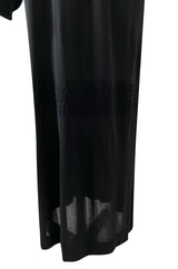 Gorgeous 1970s Givenchy Black Silk Crepe Jersey Dress w Gathered Neckline & Pouf Sleeves