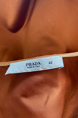 Spring 2007 Prada Burnished Gold Silk Satin Front Knot Plunging Empire Mini Dress